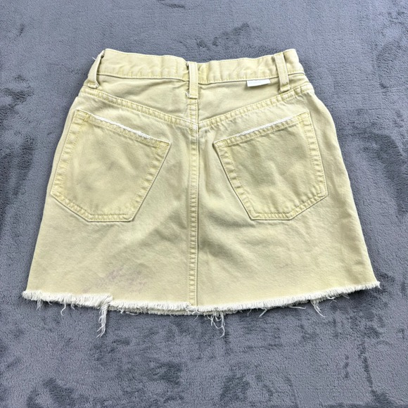 Boyish Womens Skirt Size 24 Raw Hem Denim Yellow Honey Pot Button Fly Retro - Picture 2 of 14